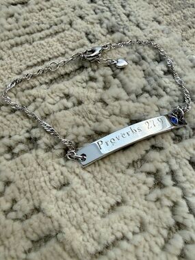 Proverbs 27:9 Silver Plate Bracelet with Blue Accent
